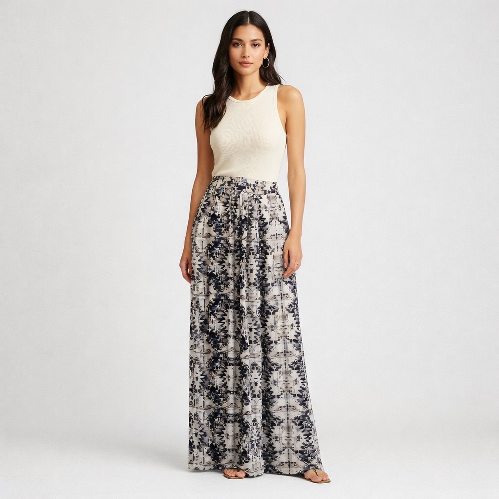 Cynthia rowley blue pattern maxi skirt small stretchy boho
